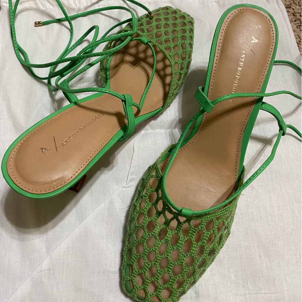 Anthropologie green lace up heels